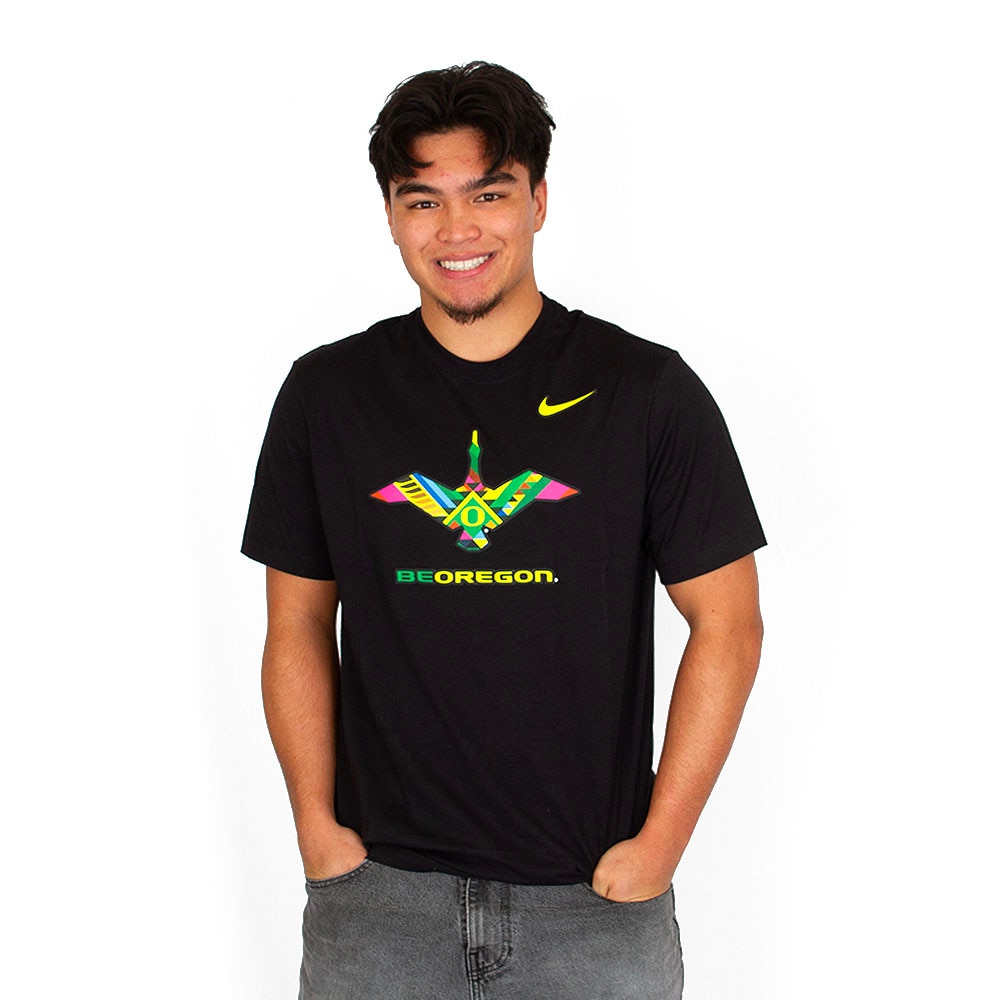 Ducks Spirit, Nike, Black, Crew Neck, Cotton, Men, Be Oregon, T-Shirt, 945027